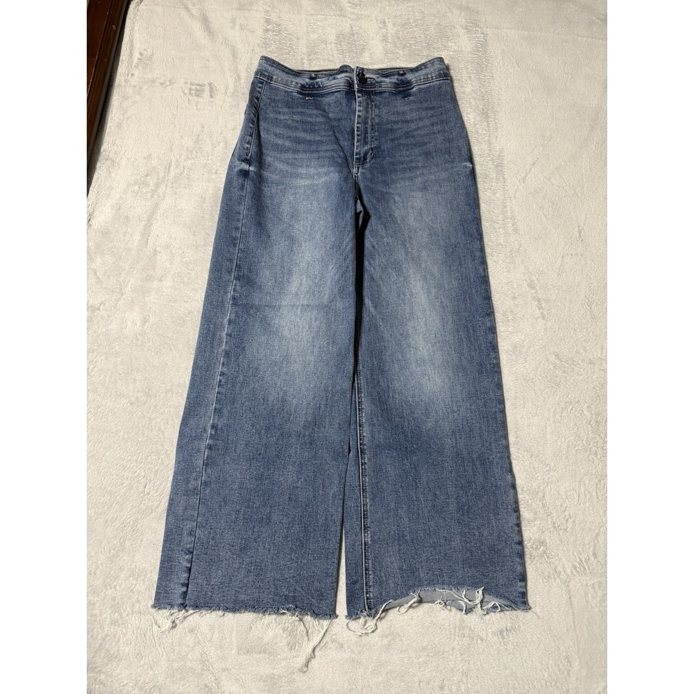 Oat New York Wide-Leg Flared Jeans in Medium Blue